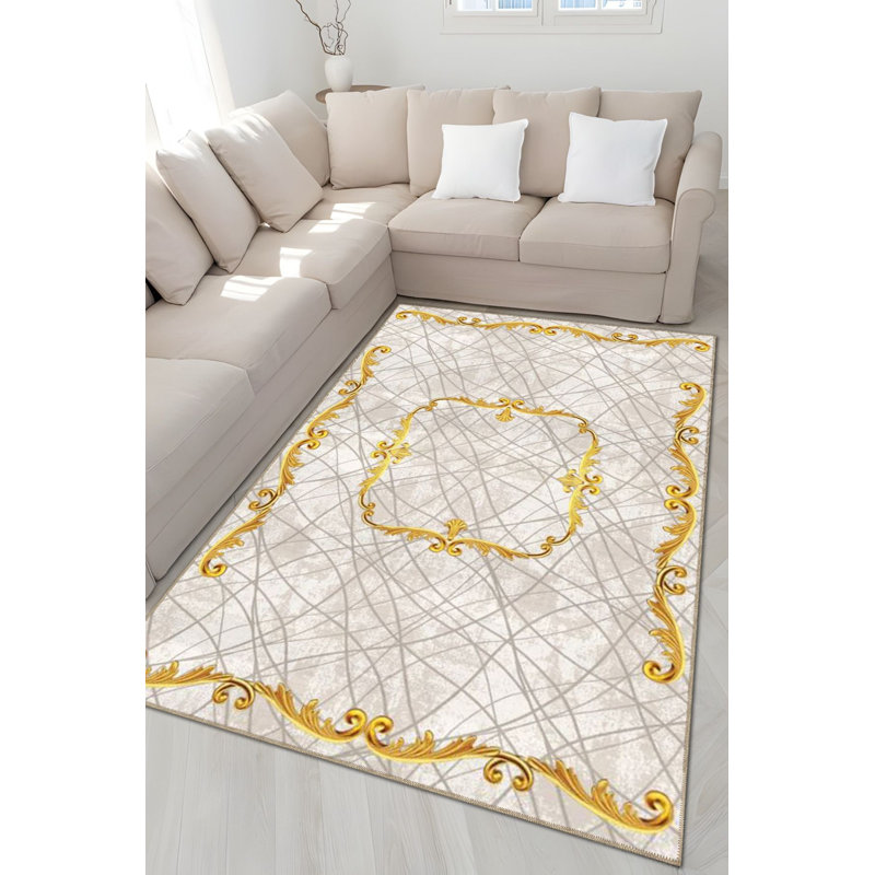 Tapis jaune à rayures, Tapis de couloir 2 pi 6 po x 6 pi 7 po inclus