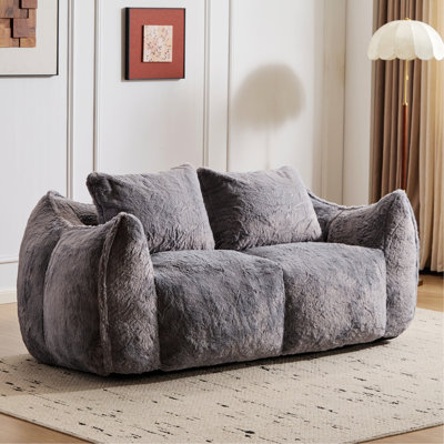 Indoor Sofa, Comfortable Giant Bean Bag Couch For Adults, Fluffy Loveseat With Pillows, Ideal For Relaxing In Indoor Spaces Without Assembly