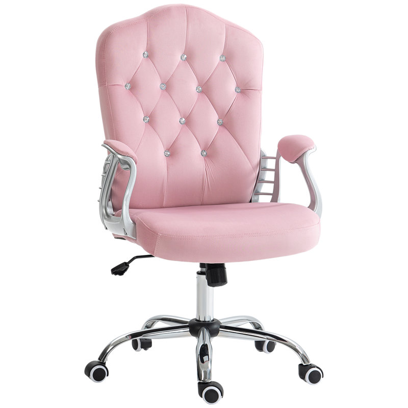 Kimar Chair with Padded Armrests, Pink, Polyester Blend