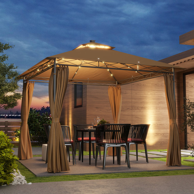 25 Ft. W x 25 Ft. D Metal Soft-top Gazebo, Brown