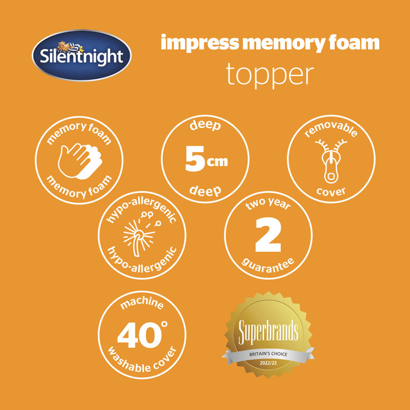 Silentnight Impress 5cm Memory Foam Mattress Topper, Double (4'6)