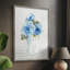 «Gingham Blue Flowers I», reproduction encadrée - bois massif 48672-1134351547