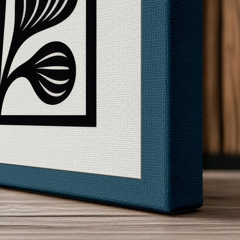 Striped Botanica Botanical - Wrapped Canvas, 18x12 - 45.7 x 30.5 cm, Teal Border