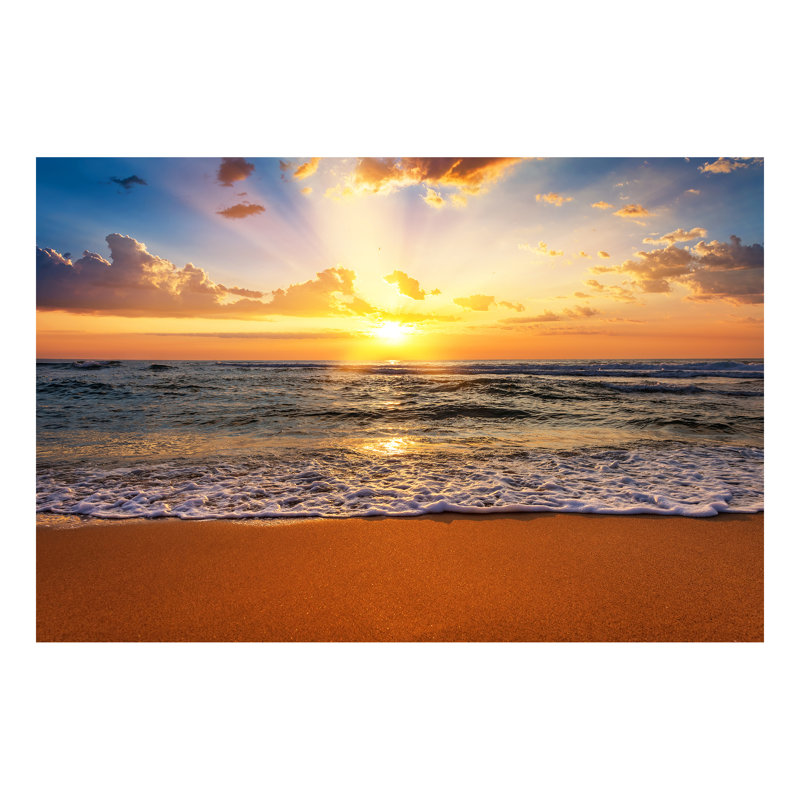 Art mural en verre trempé sans cadre Sunset Beach - 40 po x 60 po