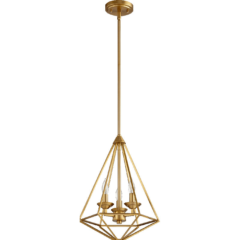 Durant 3 - Light Dimmable Geometric Chandelier, Aged Brass