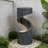 32.28" Outdoor Water Fountain,S-Shaped Spiral Column Fountain with LED Lights & Splash-Proof Net,Floor Standing Water Feature with Flat Top Plant Display for Patio, Backyard, Home Decor-1065683705