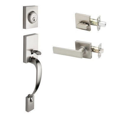 Jeu poignées avec verrou cylindrique simple et levier et rosette de porte