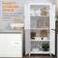 Garde-manger autoportant de 72 po à 4 portes, organisateur d'armoire de rangement à 4 niveaux et tablettes réglables, blanc