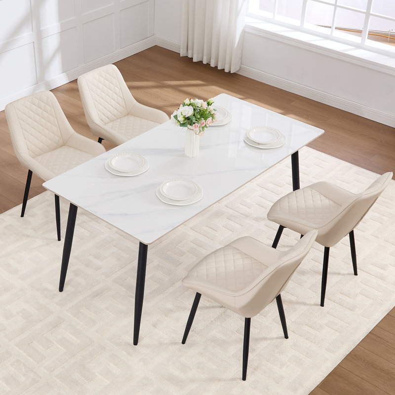 Chaise rembourrée en similicuir, Beige