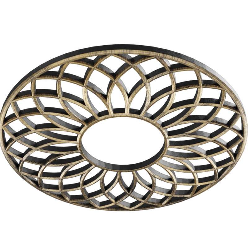 32 po x P 11 po x P 1 po P médaillon de plafond en PVC de qualité architecturale Cannes, or pâle antique, Or pâle antique