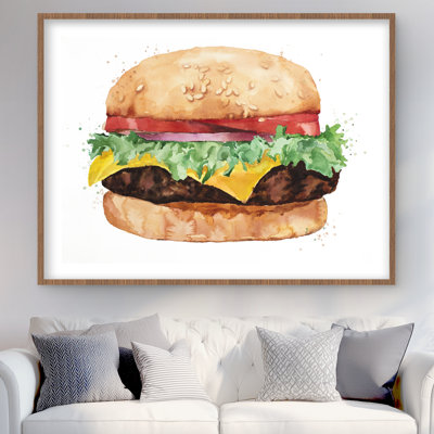 Watercolor All Dressed Cheeseburger Print | Kitchen Decor