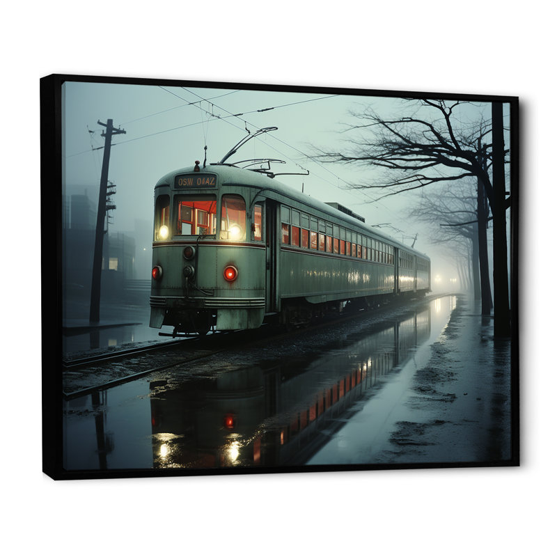 «Train Charm In Winter Photo II», reproduction sur toile, Cadre flottant noir, H 12 po x l 20 po x P 1 po