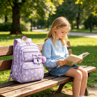 Sac à dos scolaire mignon en velours côtelé pour filles, grand sac à dos de jour souple et décontracté avec bretelles ajustables, idéal pour l'école, les voyages et les activités de plein air.