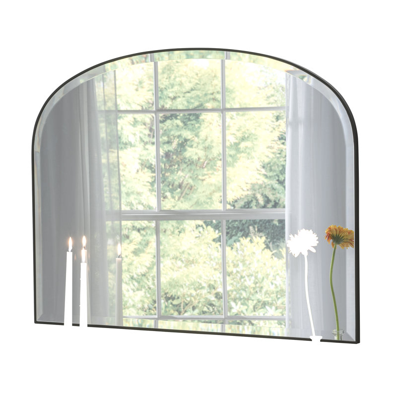 Drumourne Simple Arched Overmantle Mirror, Black