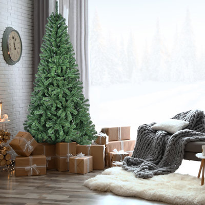 Arbre de Noël artificiel de 8 pi avec 1136 pointes pleines, structure à charnières et support en métal - Convient pour un appartement, un bureau ou une fête