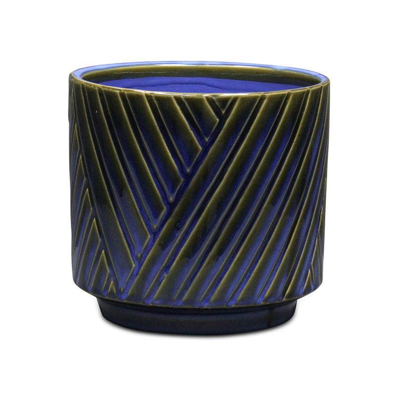 Kettering Handmade Ceramic Pot Planter, 6.5" H x 7" W x 7" D, Blue