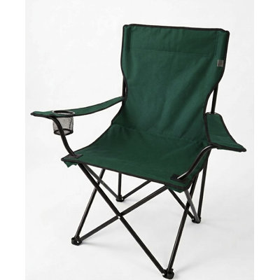  20" x 20" Green Folding Camping Chair with Cup Holder & Carry Bag – Portable Outdoor Seating