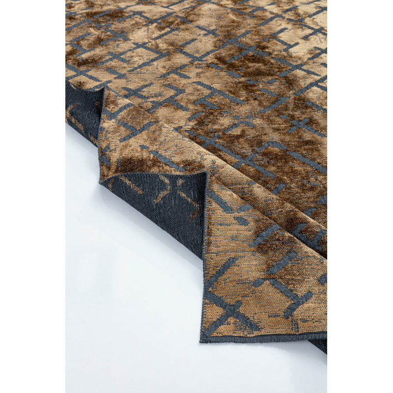 Brown/Black Abstract Luxury Area Rug, Rectangle 7'10" x 9'10"