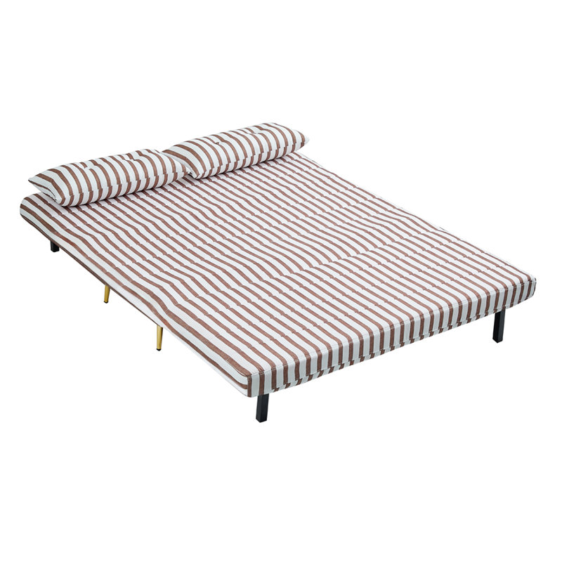 Guille 2 Seater Sofa Bed, 79cm H x 146cm W x 81cm D, Brown Stripe Polyester