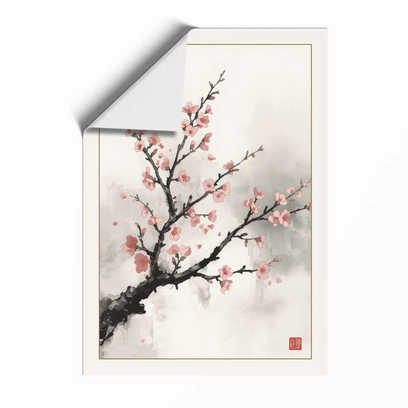 Spring Blossom Branch Japandi - Framed Print, A4 - 29.7 x 21.0 cm, Unframed