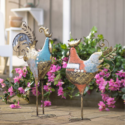 Statues de jardin en métal Breindy Birds, collection 2 pièces