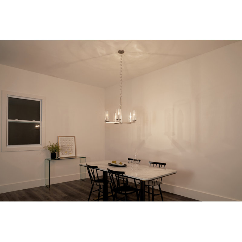 Lustre classique / traditionnel à 5 lumières Akala, Nickel brossé