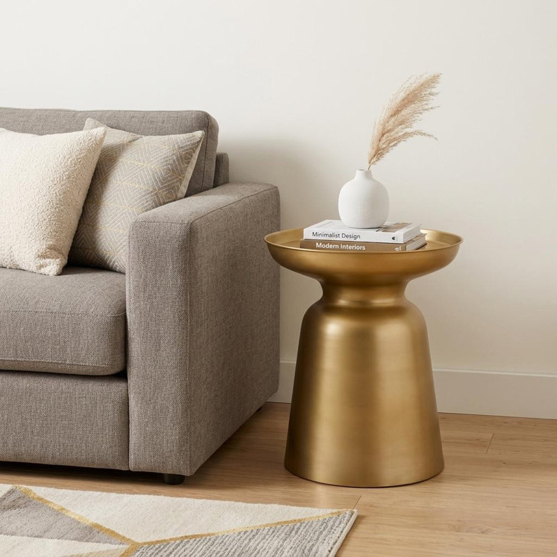 18" Gold Metal Round End Table