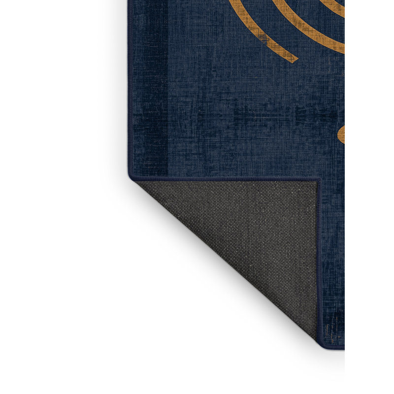 Soft Plush Filkins Hanukkah Modern & Contemporary Abstract Area Rug in Gray – Navy Binding, 8x10