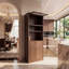 Armoire de rangement autoportante haute de 71 pouces avec portes et tablettes, tablettes réglables, tiroir et ensemble anti-basculement, bois de qualité E1, noyer pour garde-manger, armoire de rangement pour salle de bain