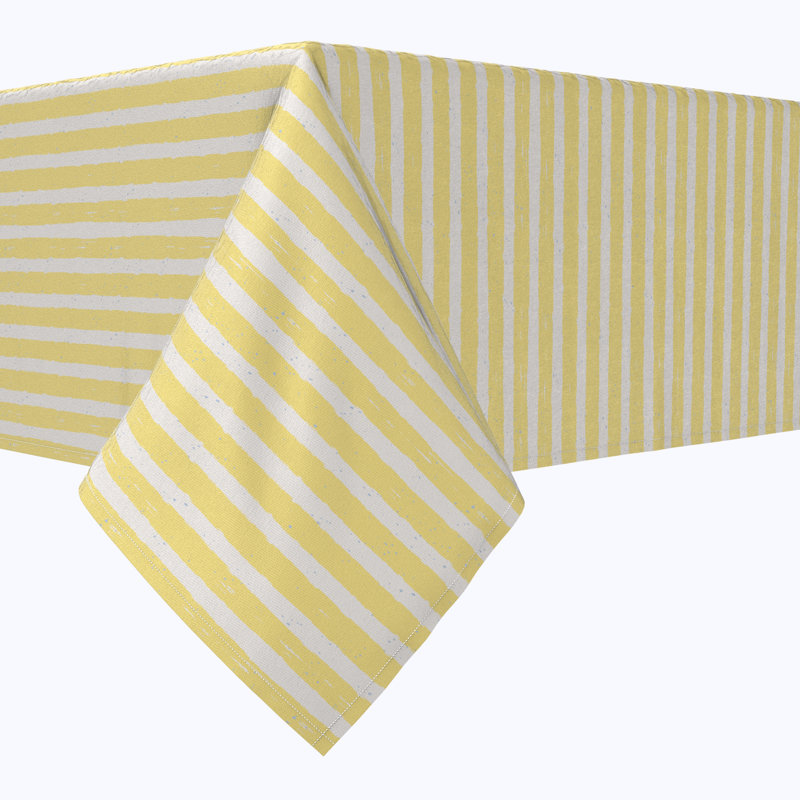 Rectangular Tablecloth, 100% Cotton, 52X104", Lemonade Stripe, 104" L x 52" W
