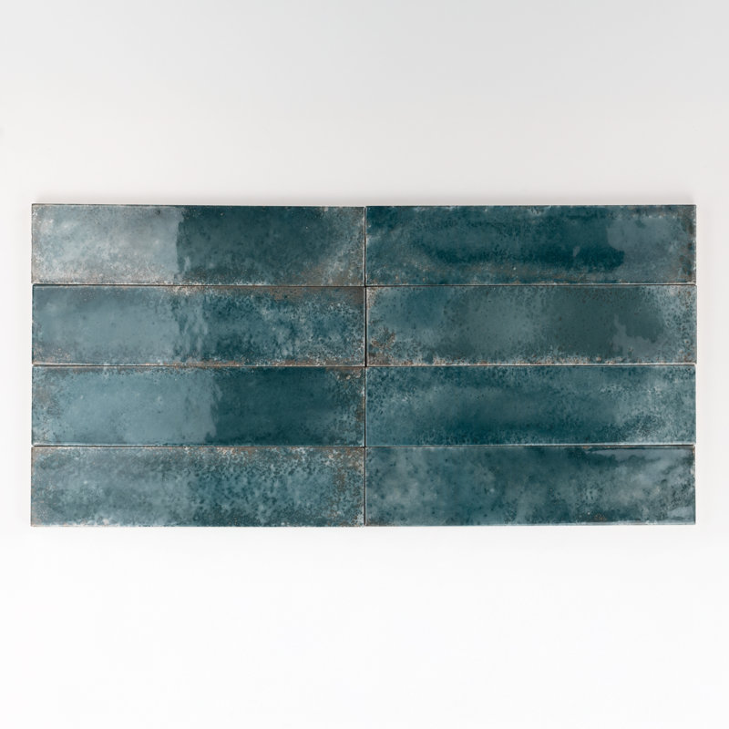 Metallica 2.5" x 9.5"  Bejmat Glossy Porcelain Tile, Green