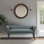 Alfordsville 49.5” Wide Slate Blue Upholstered Nailhead Bench with Solid Wood Legs