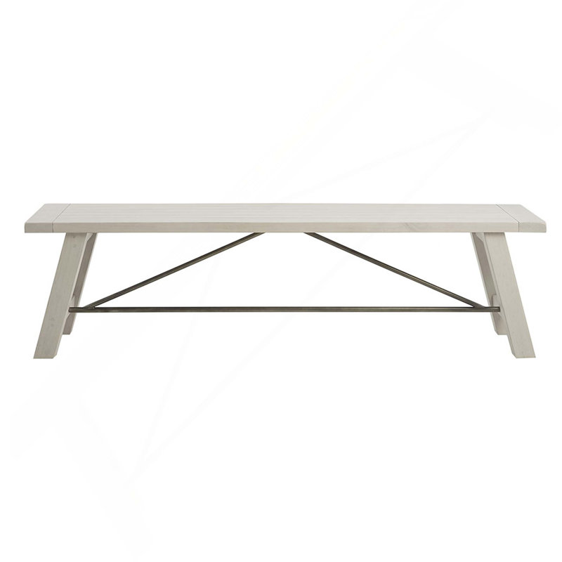 Wooden Frame Long Dining Bench, Reclaimed White