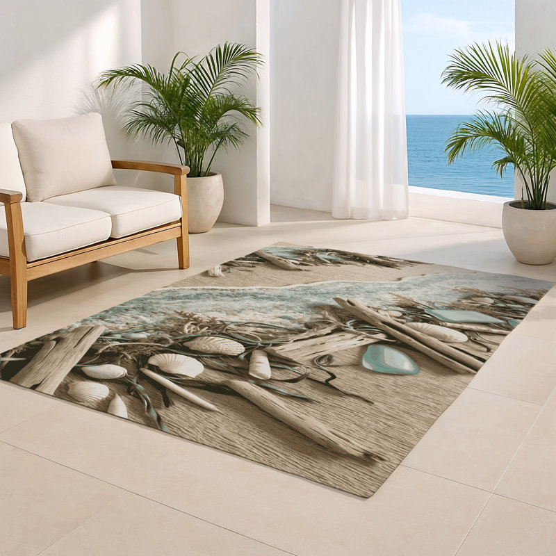 Tapis beige d'intérieur et d'extérieur Nature, Rectangle 5 pi x 7 pi