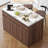 47.2" Faux Marble Countertop Kitchen Island with 2 Drawers and Adjustable Shelves, Coffee Bar Station, Beveled Edge Door Cabinet, Dining Table for 2-4 People-557861663