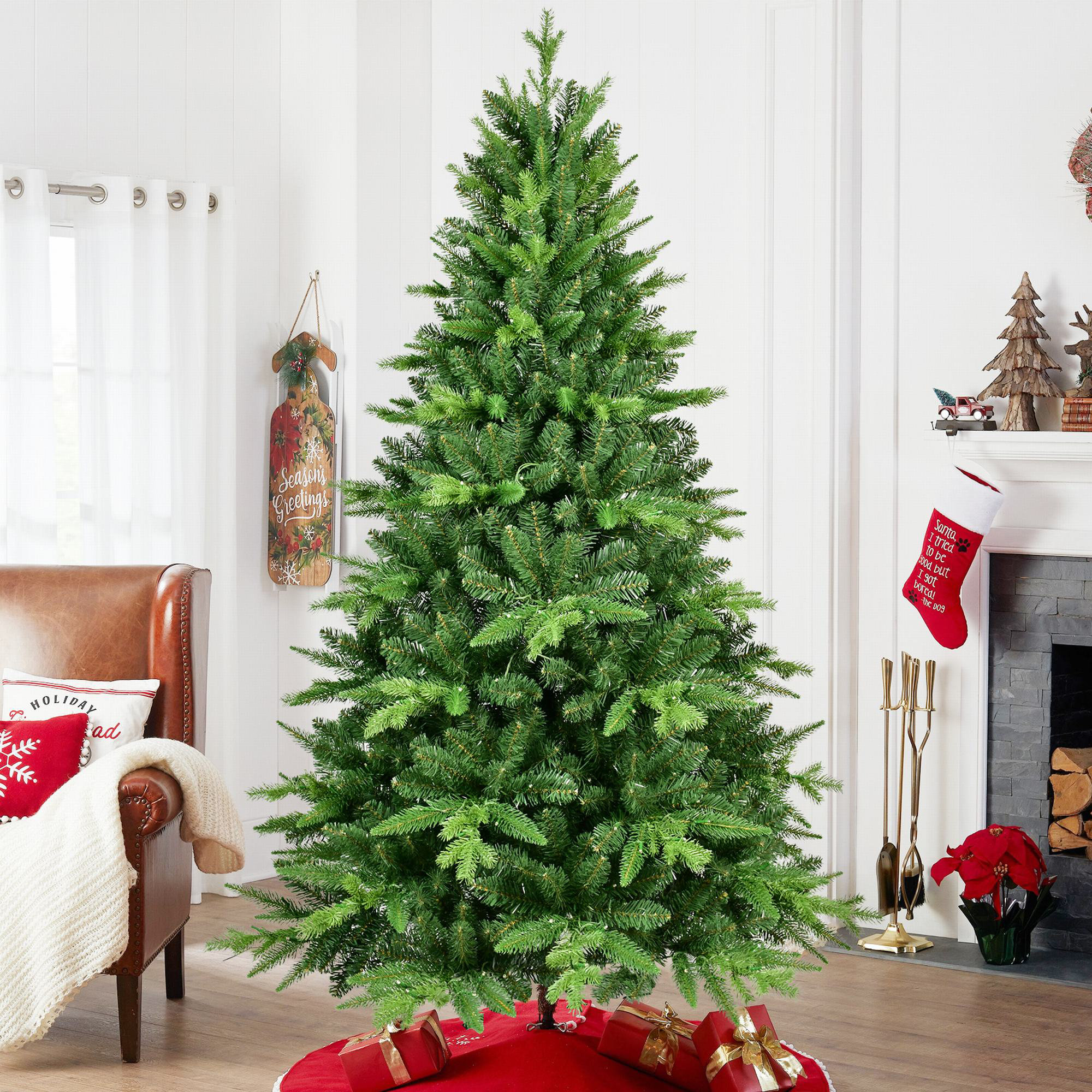 The Holiday Aisle® 5 FT Green Pine Christmas Tree With Clear Lights ...