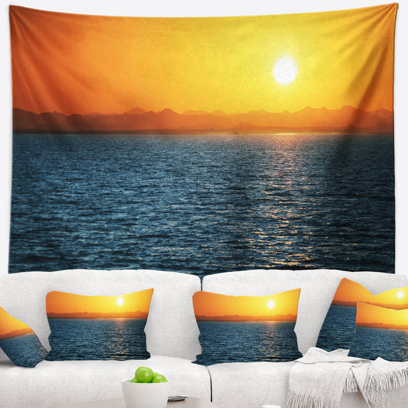 Tapisserie «Seashore Beautiful River View at Sunset», H 32 po x l 39 po