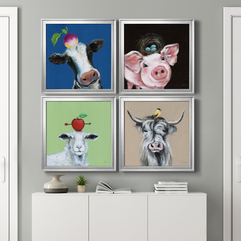 «Playful Nature», ensemble de 4 cadres photo sur toile, Argent, H 17,5 po x l 70 po x P 1,5 po