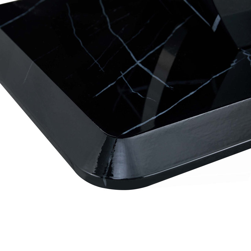 Table basse rectangulaire moderne minimaliste en panneau de fibres à densité moyenne noire avec motif d'autocollant
