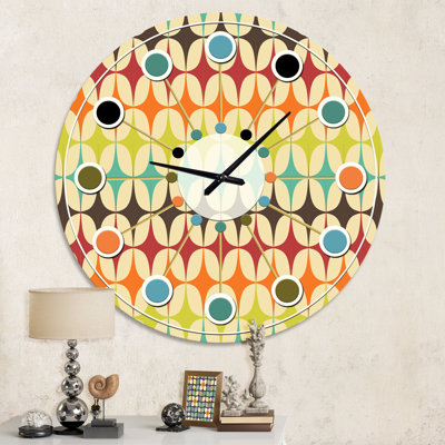 Horloge murale abstraite à motif géométrique rétro V - Mid-Century