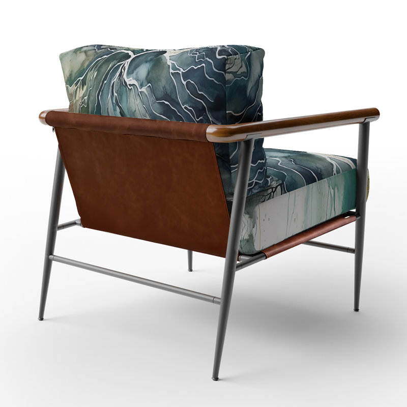 Fauteuil d'appoint rembourré vert et bleu marbré Dreamscape II, Noir