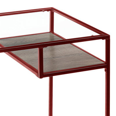 Yasin Glass Top & Red Finish Writing Desk (Not Including Office Chair)