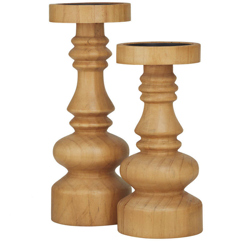 Wood Tabletop Candlestick, Brown