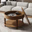 Table basse avec compartiment caché, table basse ronde avec tablette de rangement pour le salon-753806393