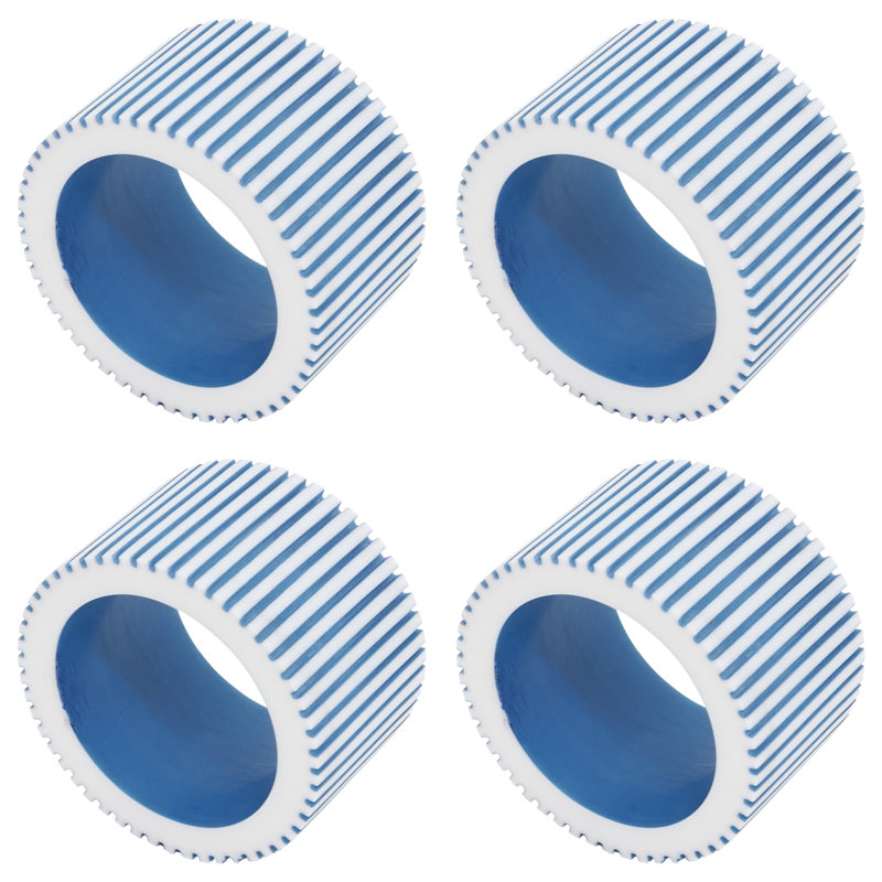 Rond de serviette nervuré (ensemble de 4), Bleu