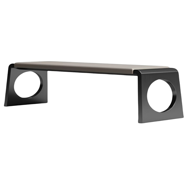 Banc rembourré en microfibre Brynslee, H 16,92 po x l 70,86 po x P 15,74 po, Noir