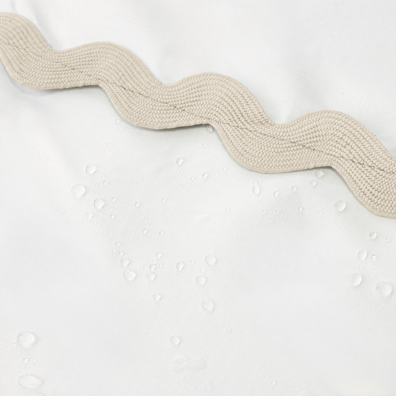 Rideau de douche en tissu tissé festonné, Crème, crème