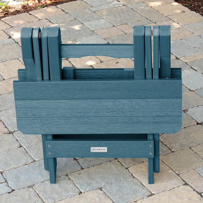 Chaise Adirondack en plastique avec table Anette, Bleu Nantucket