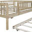 Lit de jour double en bois naturel avec lit gigogne et barrière de sécurité. Maximise l'utilisation de l'espace. . Aucun garde-corps requis. Offre une expérience de sommeil relaxante. .-406921126-406921121