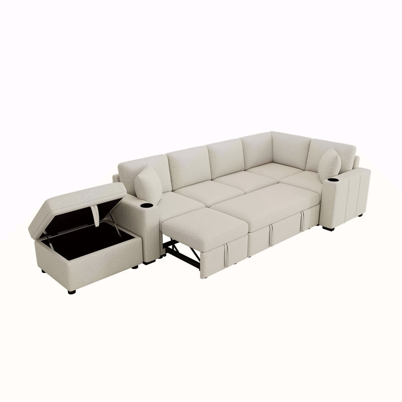 Canapé-lit modulaire convertible en L 84,7 po, Beige